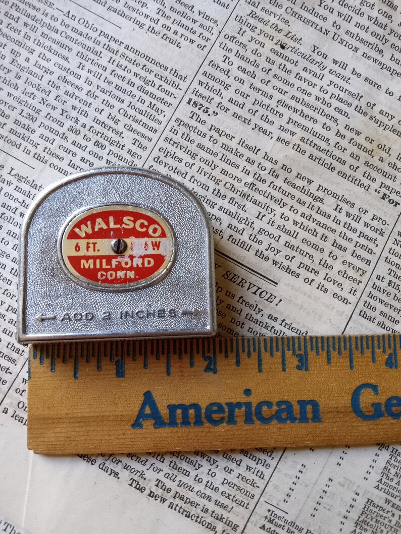 Vintage Tape Measure Walsco 6 Ft. Small Metal Case Etsy