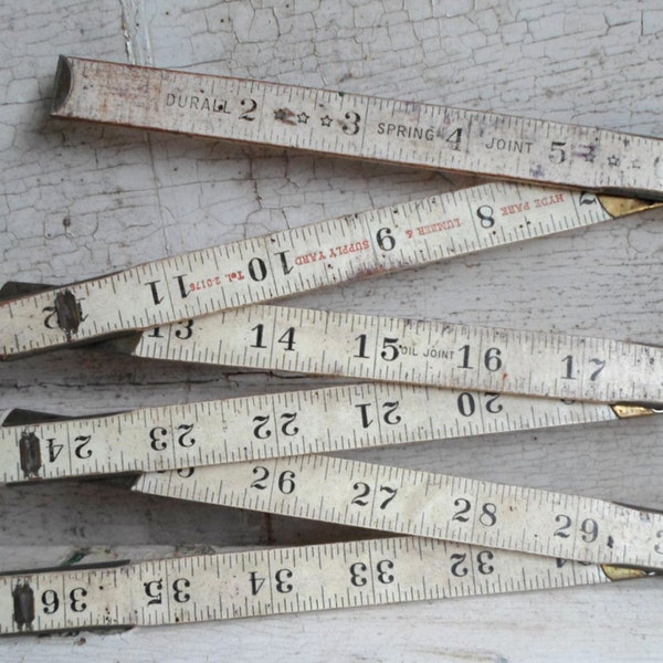 Vintage Wooden Ruler, Wood Expandable Rule, Industrial, Advertising, Retro, Black and White, Brick Masons Ruler, Mad Men Construction