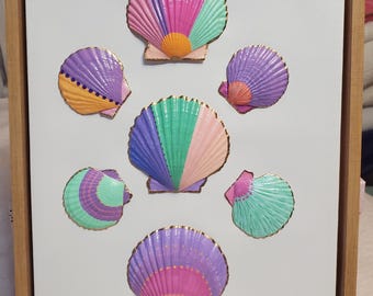 Custom hand painted one of a kind Seashell collage!