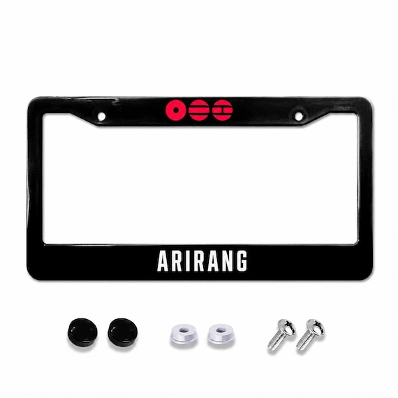 ARIRANG Korean Logo License Plate Frame Black JDM Car Tag Holder