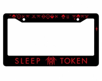 Black Red Sleep Token Aluminum Car License Plate Frame for Bold Women - High-Quality Aluminum