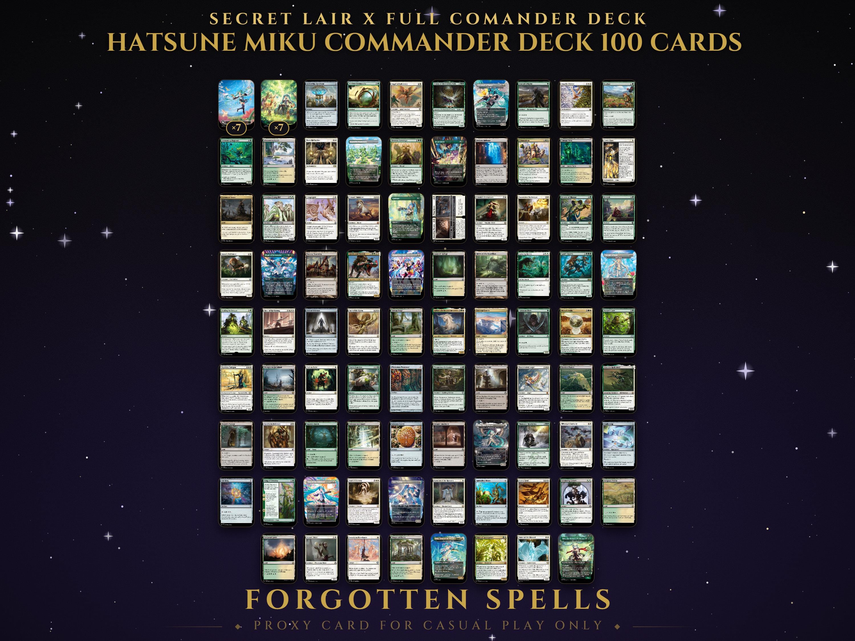 Secret Lair: Hatsune Miku Commander Deck | 100 Cards | MTG Proxy