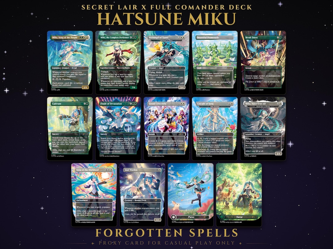Secret Lair: Hatsune Miku Commander Deck | 100 Cards | MTG Proxy