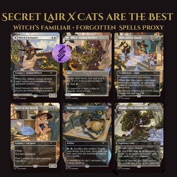 Secret Lair X Cats are the Best: Witch's Familiar | 5 Cards | MTG Proxy | Forgotten Spells