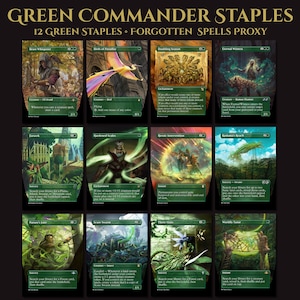 Pakiet Green Staples Proxy | 12 kart | MTG Commander Essentials | Zapomniane zaklęcia