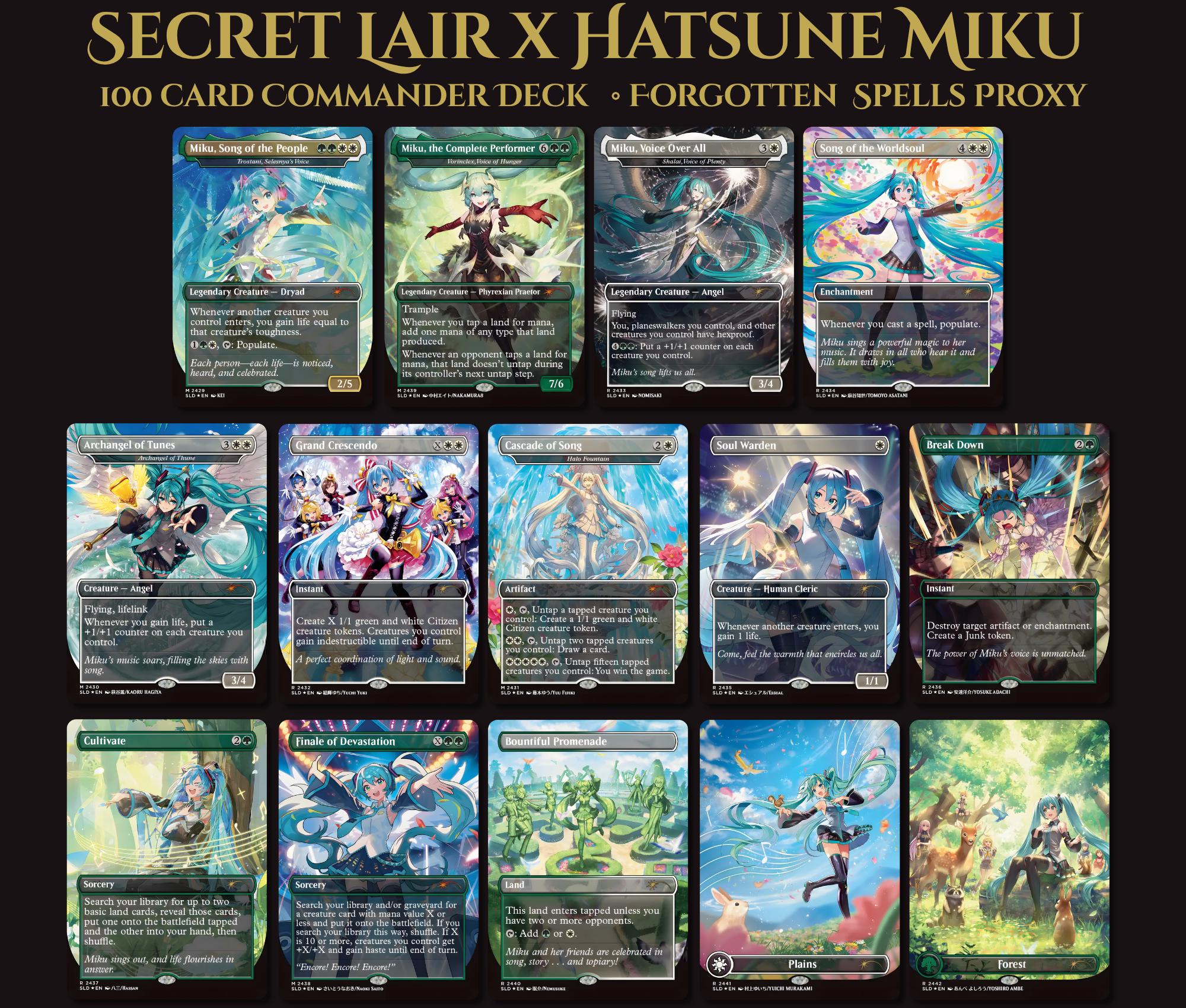 Secret Lair: Hatsune Miku Commander Deck | 100 Cards | MTG Proxy