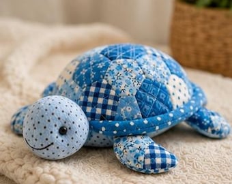 Patchwork Turtle Plush Sewing Pattern, DIY Stuffed Animal (Digital Download)