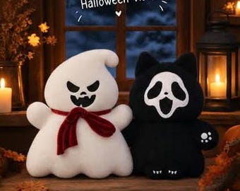 Halloween Ghost & Grim Reaper Plushie Sewing Pattern, Faux Fur Plush Instructions, 2 Sizes, Spooky DIY Stuffed Toy, Digital Sewing Pattern