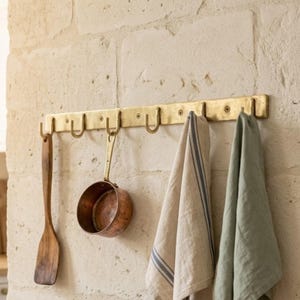 Solid Brass Wall Mounted Hook Rail, Kitchen Bathroom Towel Hanger