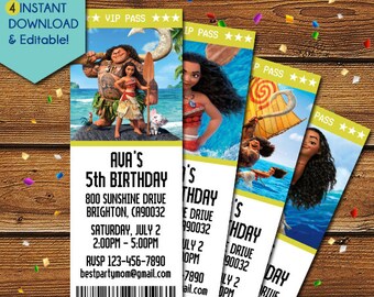 Vaiana Invitation Etsy