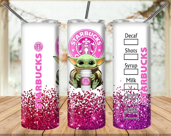 Starbucks Pink Glitter Yoda 20oz Skinny Tumbler — Starbucks Pink Glitter  Yoda 20oz Skinny Tumbler