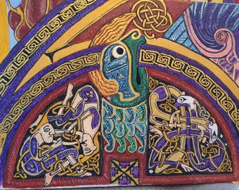 Book of Kells detail, egg tempera on wood panel