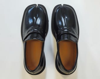 Handmade Leather Tabi Shoes Split Toe Loafers Japanese Style Mary Janes Retro Flats Moccasins Oxford Shoes Unisex