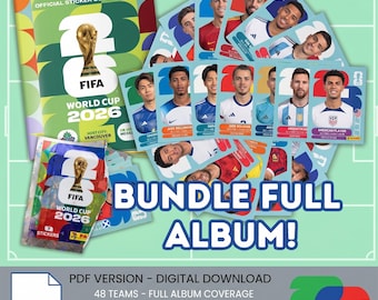 Fußball WM 2026 Sticker PDF Komplett! | Druckbare Fußball Aufkleber | Bereit zum Drucken von Karten Bundle | 300+ VOLLE Aufkleber