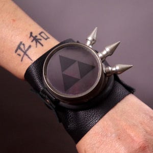 Steampunk Goggles Leather Cuff Bracelet: Cyber Goth Armor, Adjustable Wristband