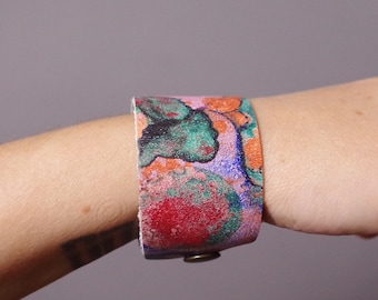 Abstract Leather Cuff Bracelet - Leather Cuff Bracelet - Leather Cuff - Leather Bracelet