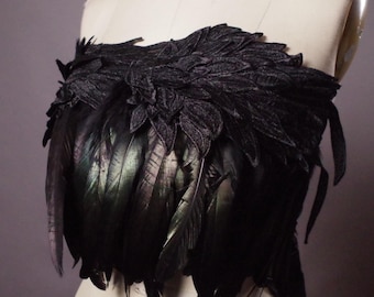 Feather Wings Top, Black Feather Top, Festival tops, Feather Accessories
