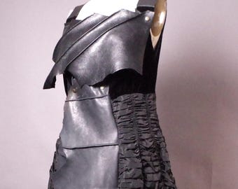 OOAK Leather Long Jacket: Unique Maxi Goth Vest, Avantgarde Fashion