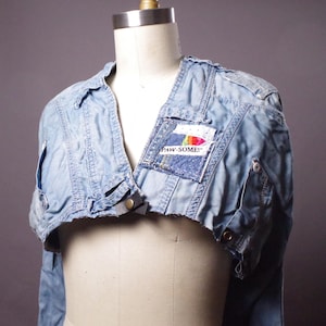 Up-cycled Jean Jacket, Unique Denim Bolero Jacket, Jean Denim Jacket, Street wear