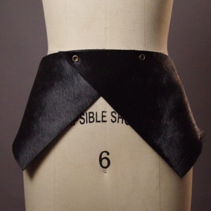 Faux Fur Leather Obi Belt: Handmade Black Cowhide Wrap Belt