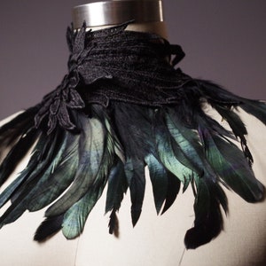 Black Feather Collar, Feather Necklace, Wings, Feather Accessories
