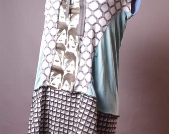OOAK Patchwork tunic dress, Unique Up-cycled Clothing,