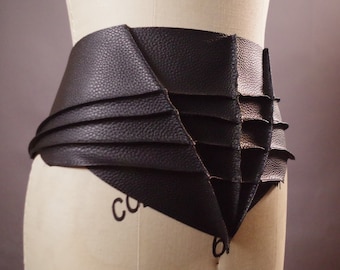 Vegan Leather Obi Belt - Black Leather Obi Belt - Women's Wrap Belt - Goth belt