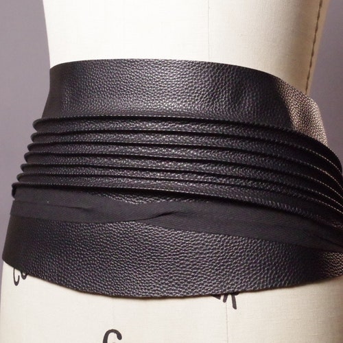 Vegan Leather Obi Belt Black Leather Obi Belt Women's Etsy