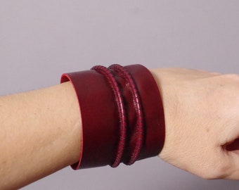 Twisted Leather Cuff Bracelet - Leather Cuff Bracelet - Burgundy Leather Cuff - Burgundy Leather Bracelet