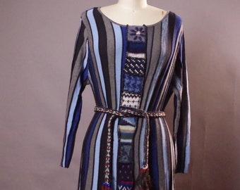 Winter Unikat Pullover Kleid Patchwork One of a KInd Dress Up-cycled Clothing