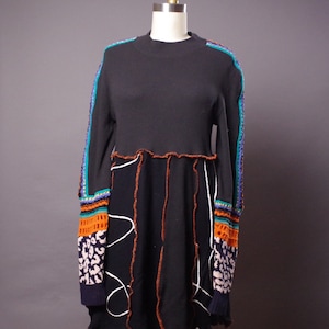 OOAK Sweater Dress, Unique Winter Dress, Upcycled Patchwork Clothing
