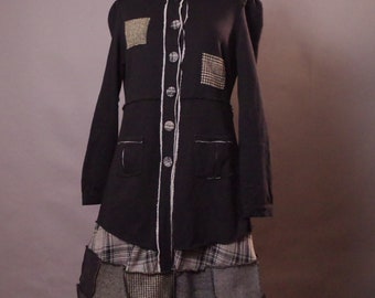 OOAK Wolle Patchwork Jacke Einzigartige Steampunk Jacke Frauen Upcycled Mantel