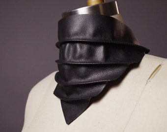 Leather Scarf Bandana, Genuine leather scarf  choker necklace