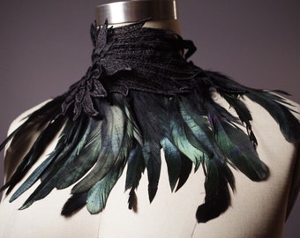 Black Feather Collar  Feather Collar Necklace   Feather Wings  Feather Accessories