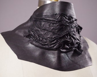 Leather Scarf Bandana, Genuine leather scarf,  Goth choker necklace