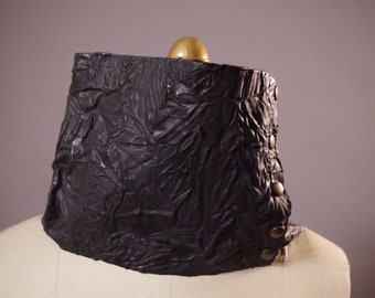 Leather Black Scarf  Leather Cowl Scarf Unisex leather Scarf Goth Black Scarf  leather cowl