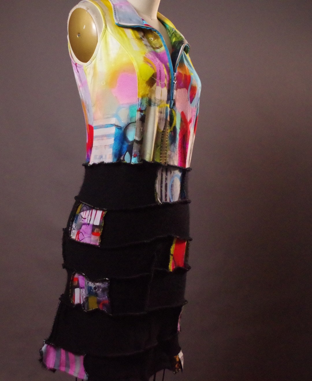 Art to Wear Dress, Unique Spring Abstract Dress, Up-cycled Clothing ...