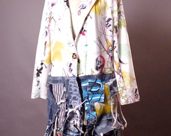 Art to wear Jacket: Unique Denim Jacket, Street Fashion, Graffiti clothes