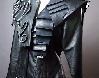 Avant Garde Women Leather Jacket: Twisted design, Steampunk Fashion