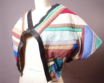 Upcycled Quilted Jacket: Patchwork Bolero Jacket, Blanket Poncho