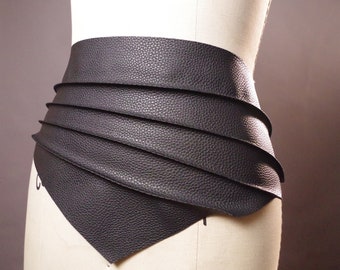 Vegan Leather Obi Belt - Black Leather Obi Belt - Faux Leather Black Belt - Fashion Accessories