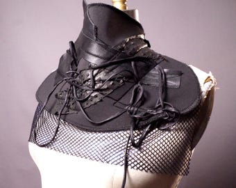 Cyberpunk Leather Scarf: Up-cycled Mesh Neck Warmer