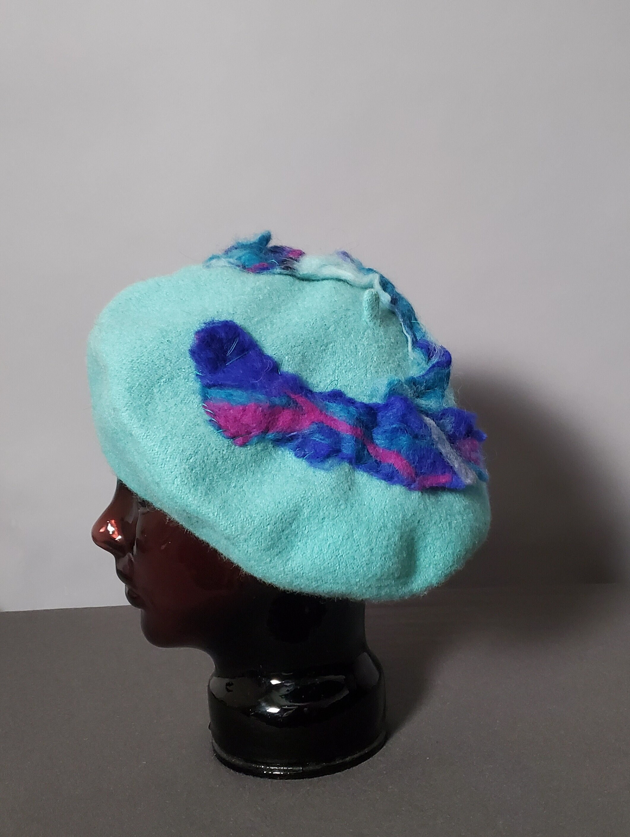 Handmade Wool French Beret: Upcycled Merino Silk Winter Hat 