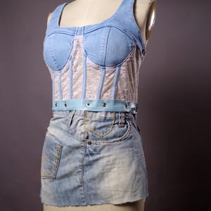 Upcycled  Jean Top, Unique Denim Corset, Jean Denim Corset Top, Jean Summer top