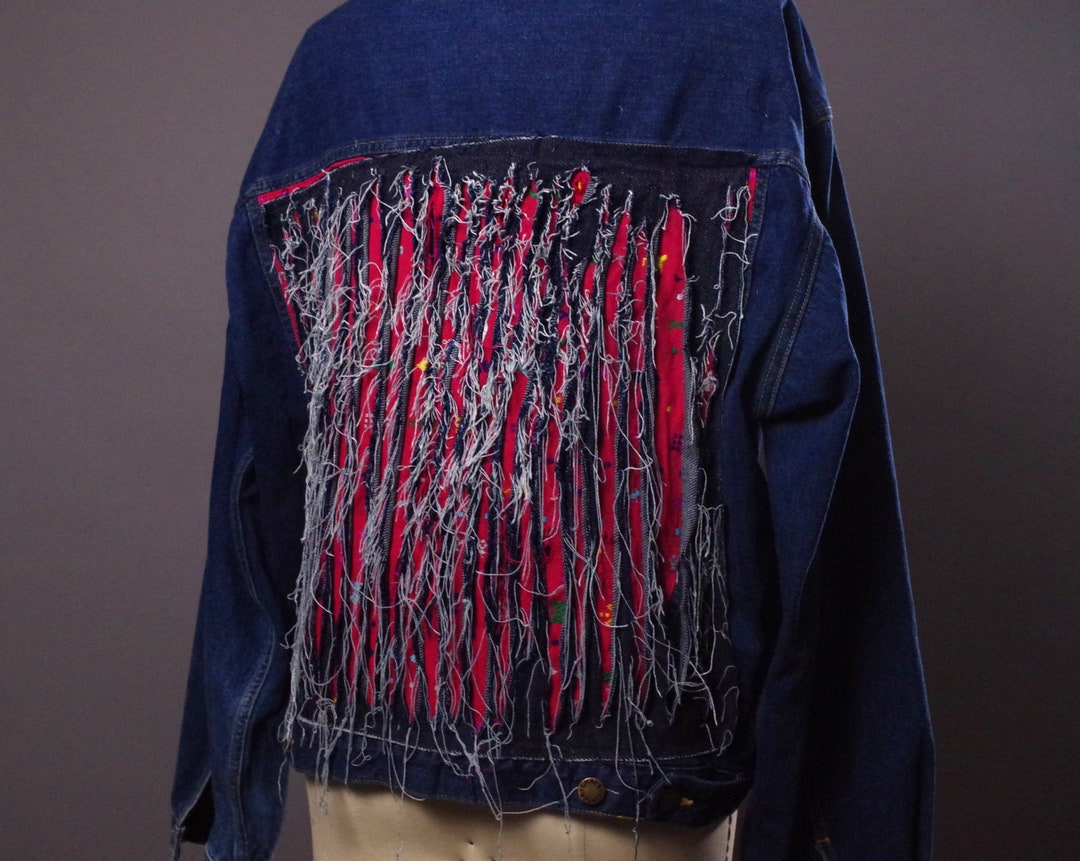 OOAK Denim Jacket, Ripped Denim Jacket, One of a Kind Denim Jacket ...