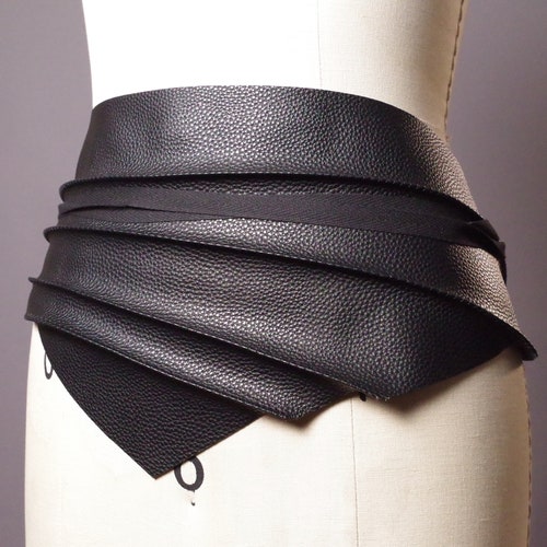 Vegan Leather Obi Belt Black Leather Obi Belt Women's Etsy