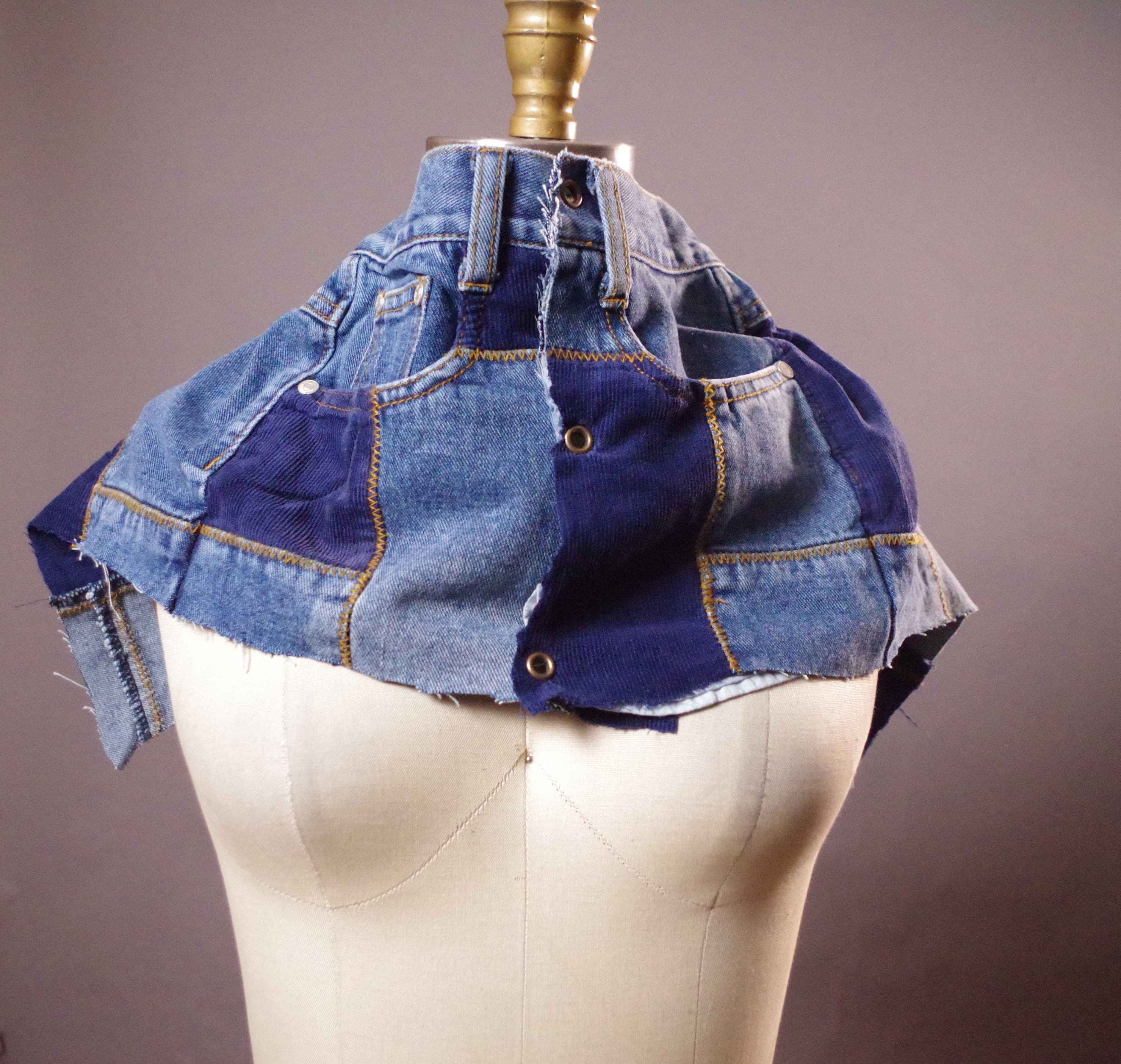 Upcycled Denim Patchwork Belt: Ripped Jean & Leather Wrap - Etsy