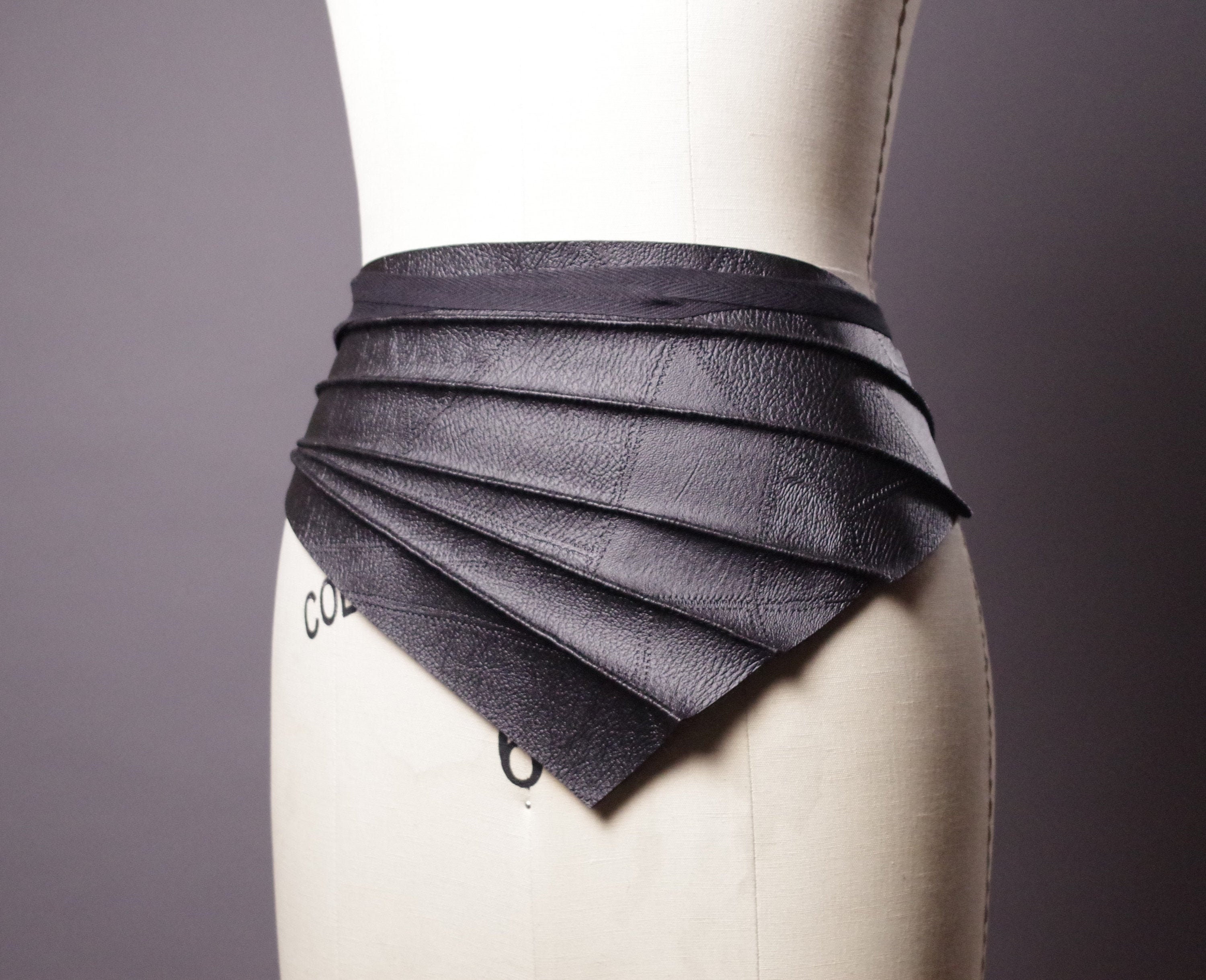 black leather obi belt