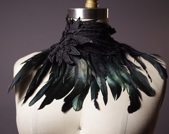 Black Feather Collar - Feather Collar Necklace  - Feather Wings - Feather Accessories