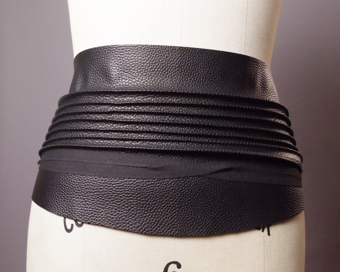 Vegan Leather Obi Belt Black Leather Obi Belt Women's Etsy